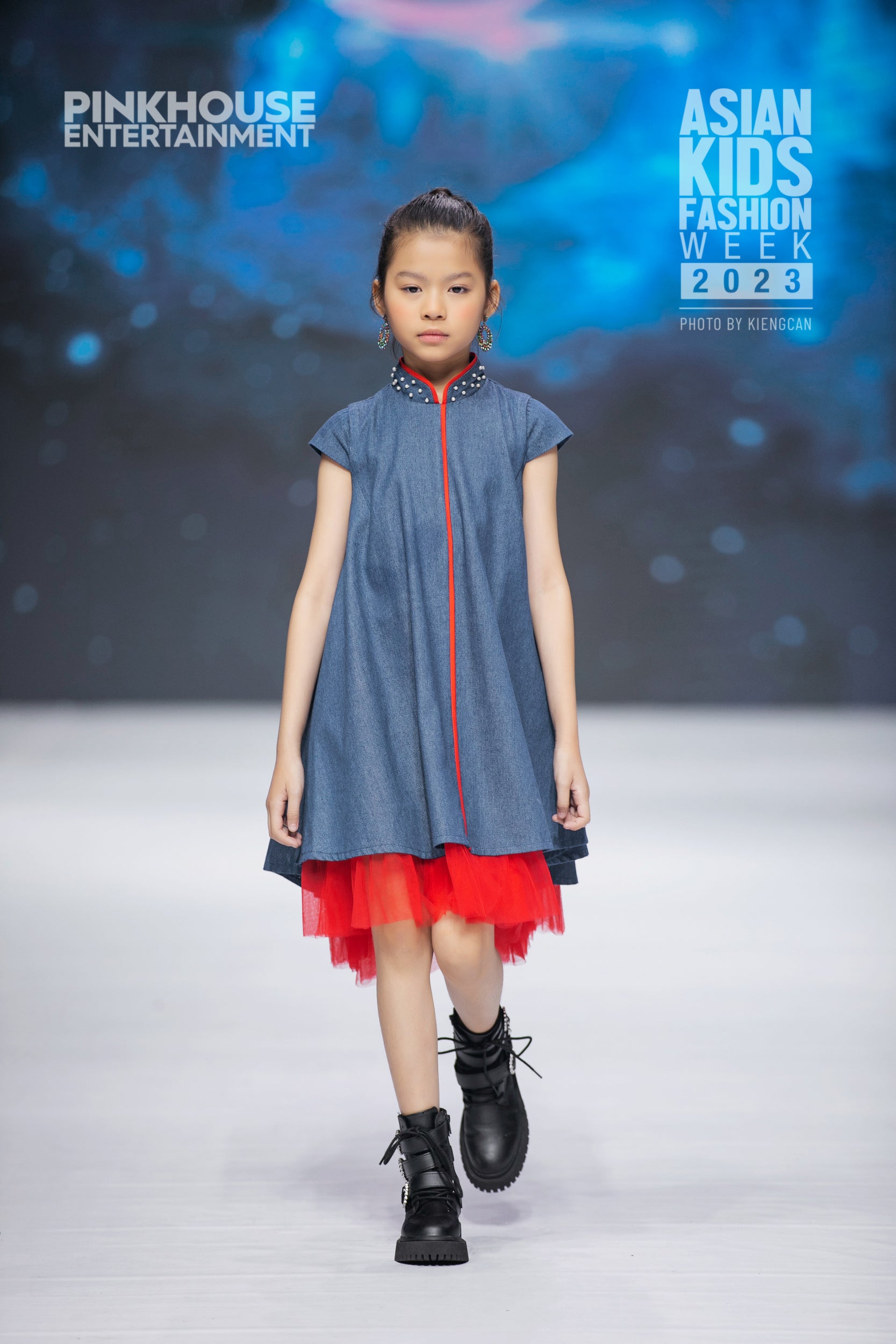 China Doll Kids Qipao (Denim/ Red)