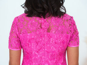 Short Sleeves All Over Beaded Lace Qipao