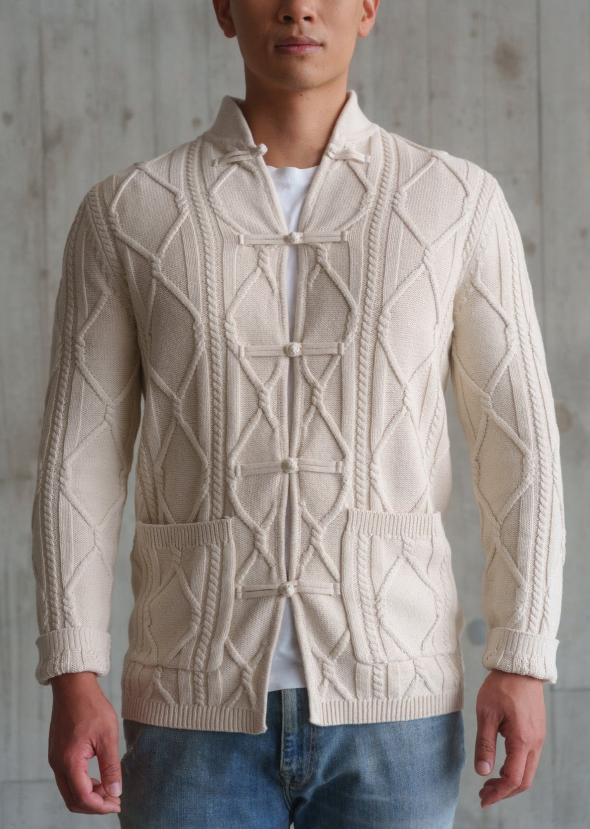 Cable Knit Tang Jacket (Ivory White)