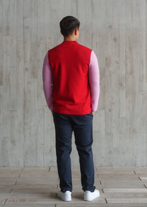 Color-Block Knit Tang Jacket (Red/ Pink)