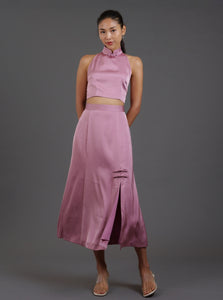 Midi Skirt with Frog buttons (Pink)