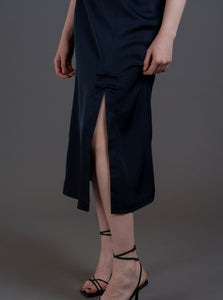 Midi Skirt with Frog buttons (Navy Blue)