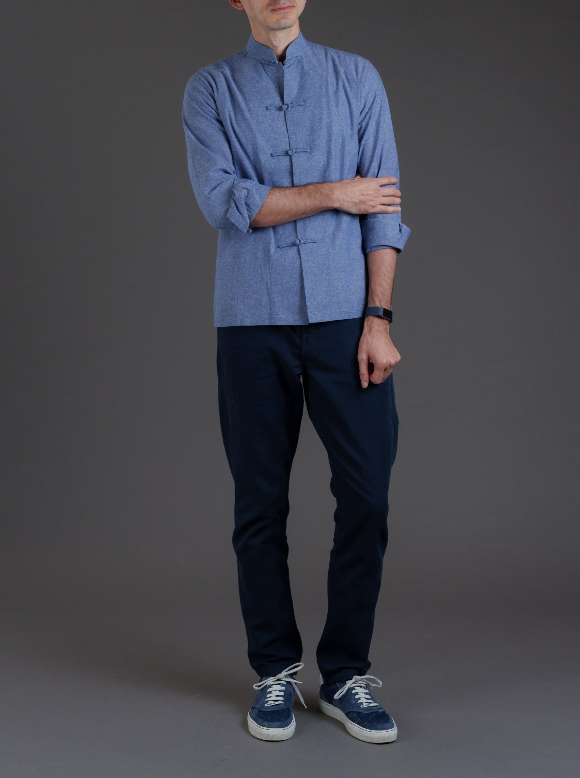 Men's Linen Tang Shirt (Light Blue)