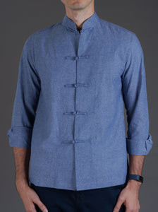 Men's Linen Tang Shirt (Light Blue)