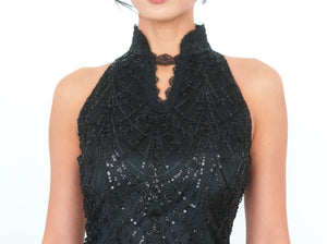 Halter Lace Feather Qipao