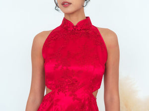 Holly Cut Out Lace Bridal Qipao